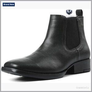 Men's Square Toe Chelsea Boots Waterproof Slip On Ankle Western Boots